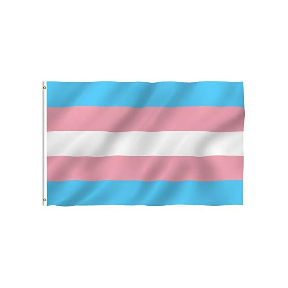 ANLEY [Fly Breeze] 3x5 Foot Transgender Flag - Vivid Color and UV Fade Resistant - Canvas Header and Double Stitched - Pink Blue Rainbow Flags Polyester with Brass Grommets 3 X 5 F B01JFWOUBS