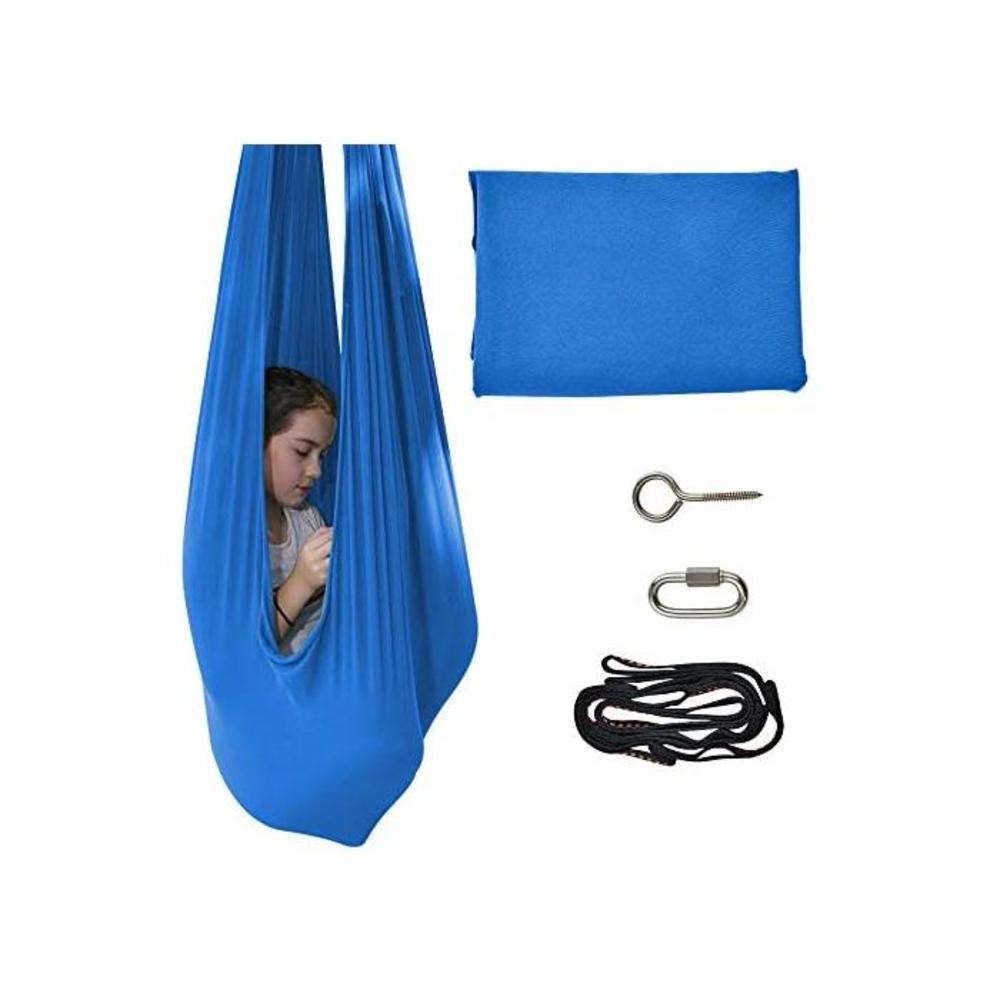 TOPARCHERY Indoor Therapy Swing for Kids Child and Teens w/More Special Needs, Cuddle Hammock Ideal for Autism, ADHD, Aspergers and Sensory Integration Snuggle Swing Hammocks (Blue B07XKSPMM6
