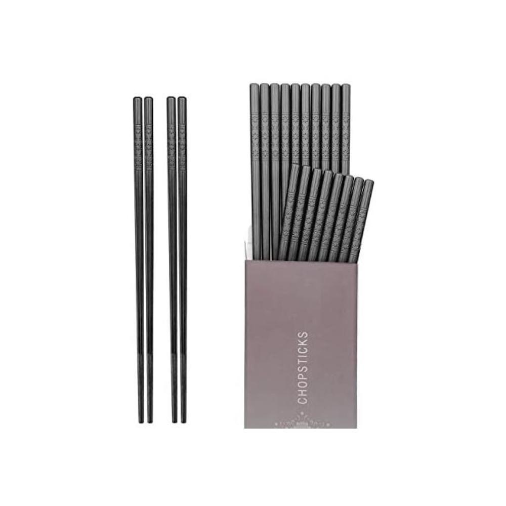 Hiware 10-Pairs Fiberglass Chopsticks - Reusable Chopsticks Dishwasher Safe, 9 1/2 Inches - Black B07JRGRRBX