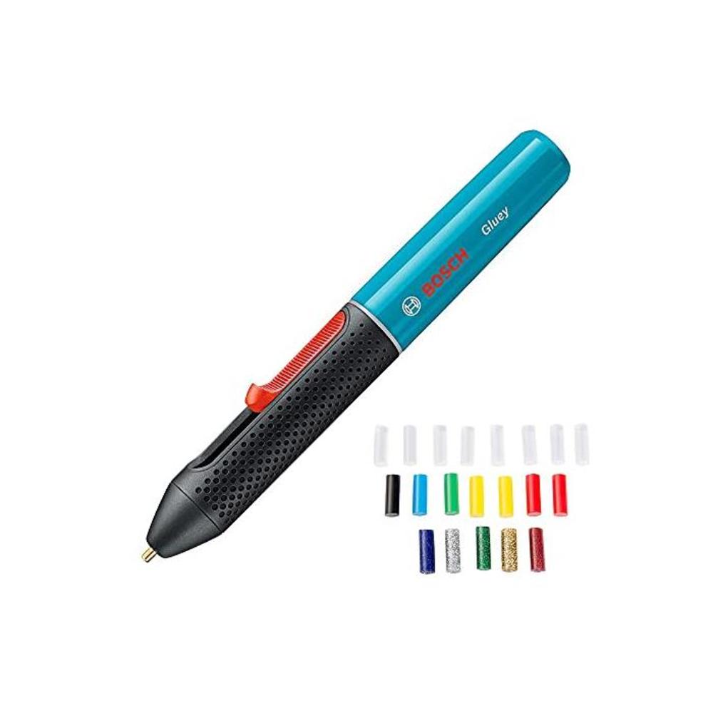 Bosch Gluey Cordless Hot Glue Pen, Lagoon Blue (20 Glue Sticks, USB Charger and Cable, 2x AA Batteries) B07CB6F7SR