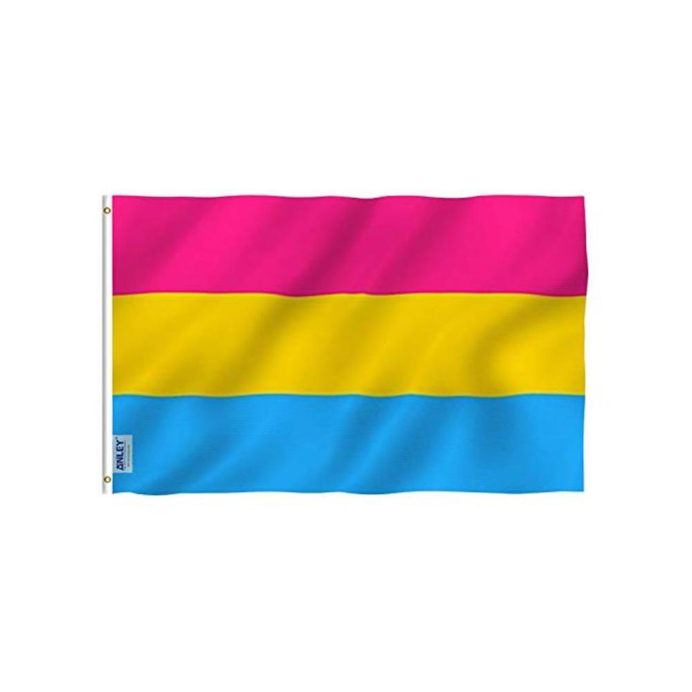 ANLEY [Fly Breeze] 3x5 Foot Pansexual Pride Flag - Vivid Color and UV Fade Resistant - Canvas Header and Double Stitched - Omnisexual LGBT Flags Polyester with Brass Grommets 3 X 5 B0787W8L6C