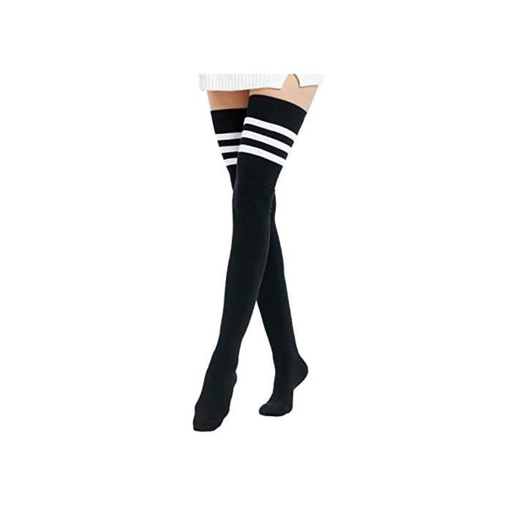 Kayhoma Extra Long Cotton Stripe Thigh High Socks Over the Knee High Plus Size Stockings B07ZDG14N1