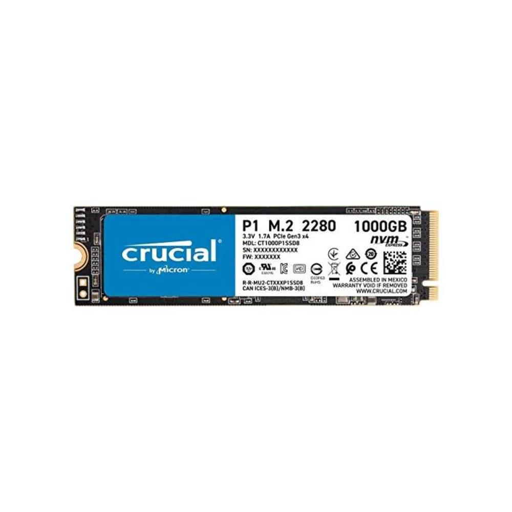 Crucial CT1000P1SSD8 P1 1TB M.2 (2280) NVMe PCIe SSD- 3D NAND 2000/1700 MB/s Acronis True Image Cloning Software 5 yrs wty B07J2Q4SWZ