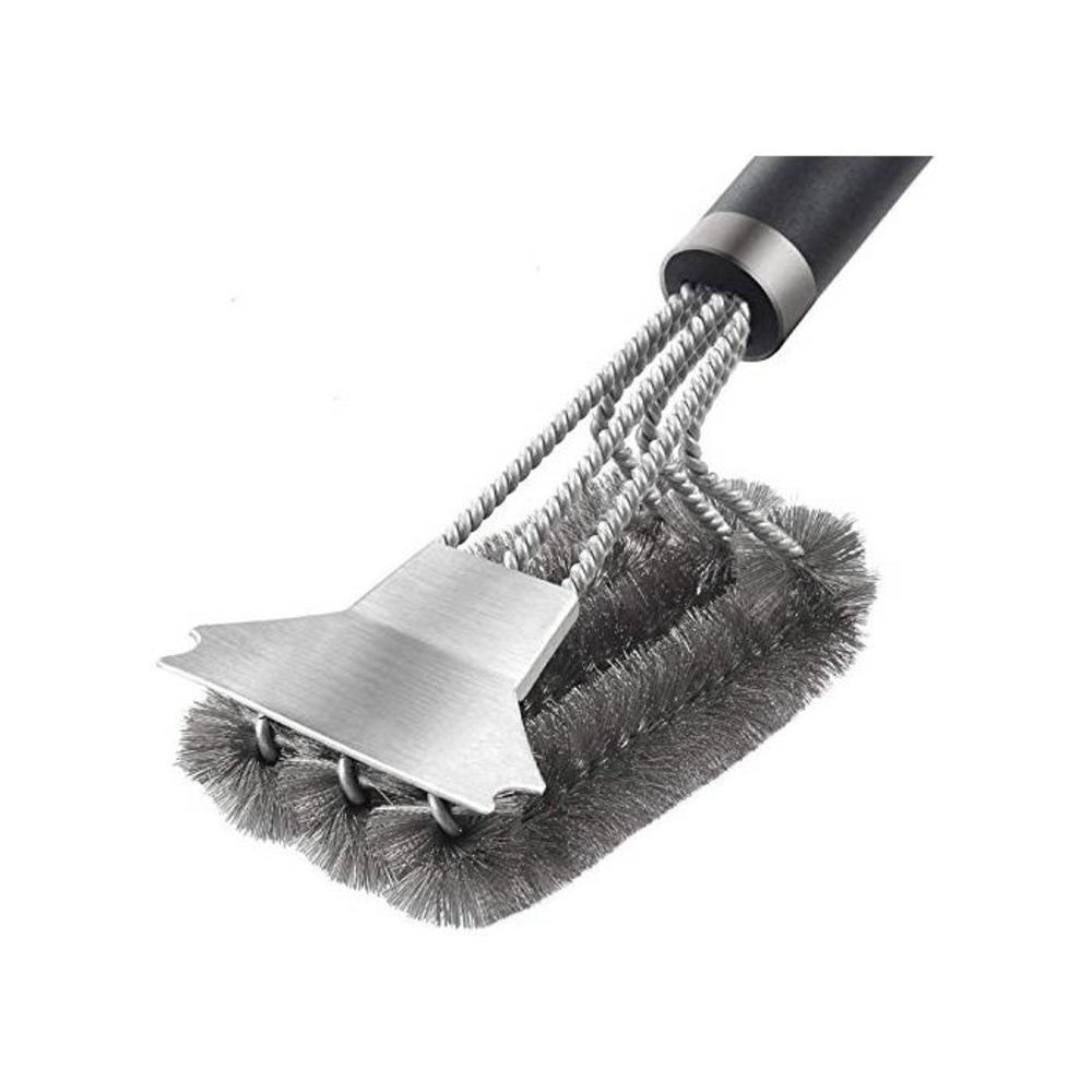 Grill Brush and Scraper, Best BBQ Cleaner, Stainless Steel Wire Bristles Brush Double Scrapers and Stiff 18 Inch Handle, Best Barbecue Cleaning Brush for All Grill Types, Ideal Bar B08G85T8RC
