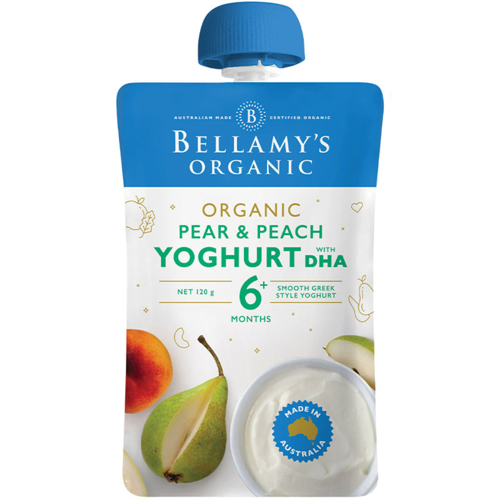 벨라미 페어 앤 피치 요거트 위드 DHA 120g, Bellamys Pear and Peach Yoghurt with DHA 120g
