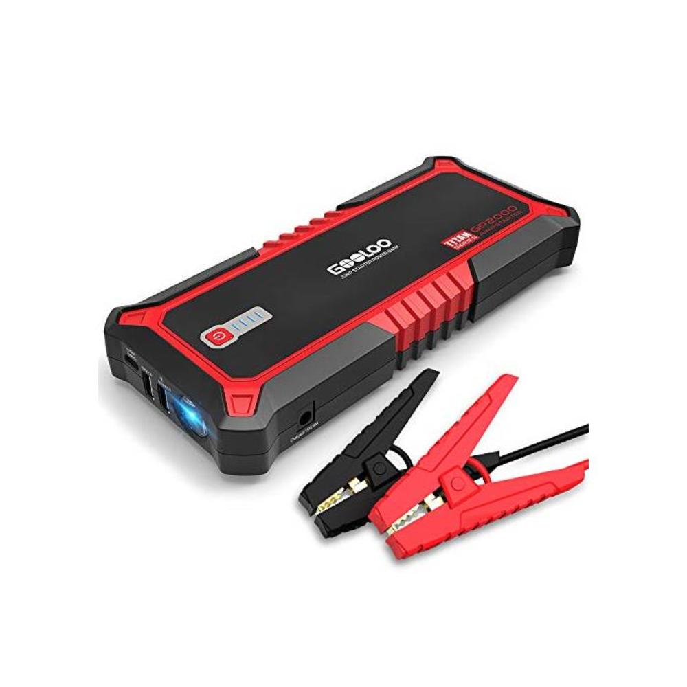 GOOLOO Upgraded 2000A Peak SuperSafe Car Jump Starter with USB Quick Charge 3.0 (Up to 10L Gas or 7L Diesel Engine) 12V Auto Battery Booster Power Pack Type-C Portable Phone Charge B07P9WVZS7