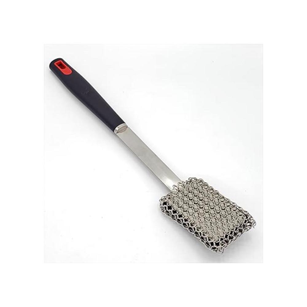 BBQ Dragon Bristle Free Chainmail Grill Brush with Heavy-Duty Stainless Steel Chainmail, Silicone Pad, and Stainless Steel Handle B091D28T6Z