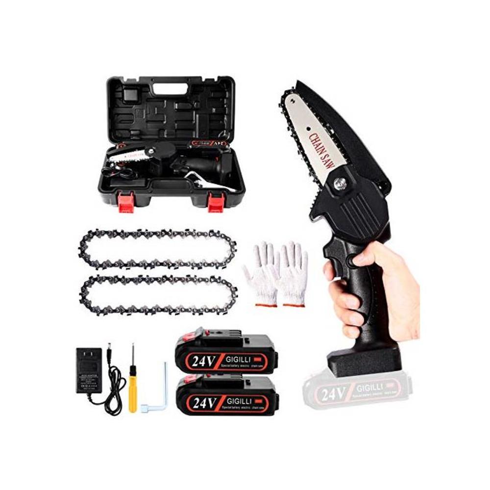 2021 Upgraded Mini Chainsaw With 2 Batteries 2 Chain, 4-Inch Cordless Mini Chainsaw Battery Powered with Safety Lock , One-Hand Use 1.5lb Portable, Handheld Small Mini Electric Cha B08Y5J22DH