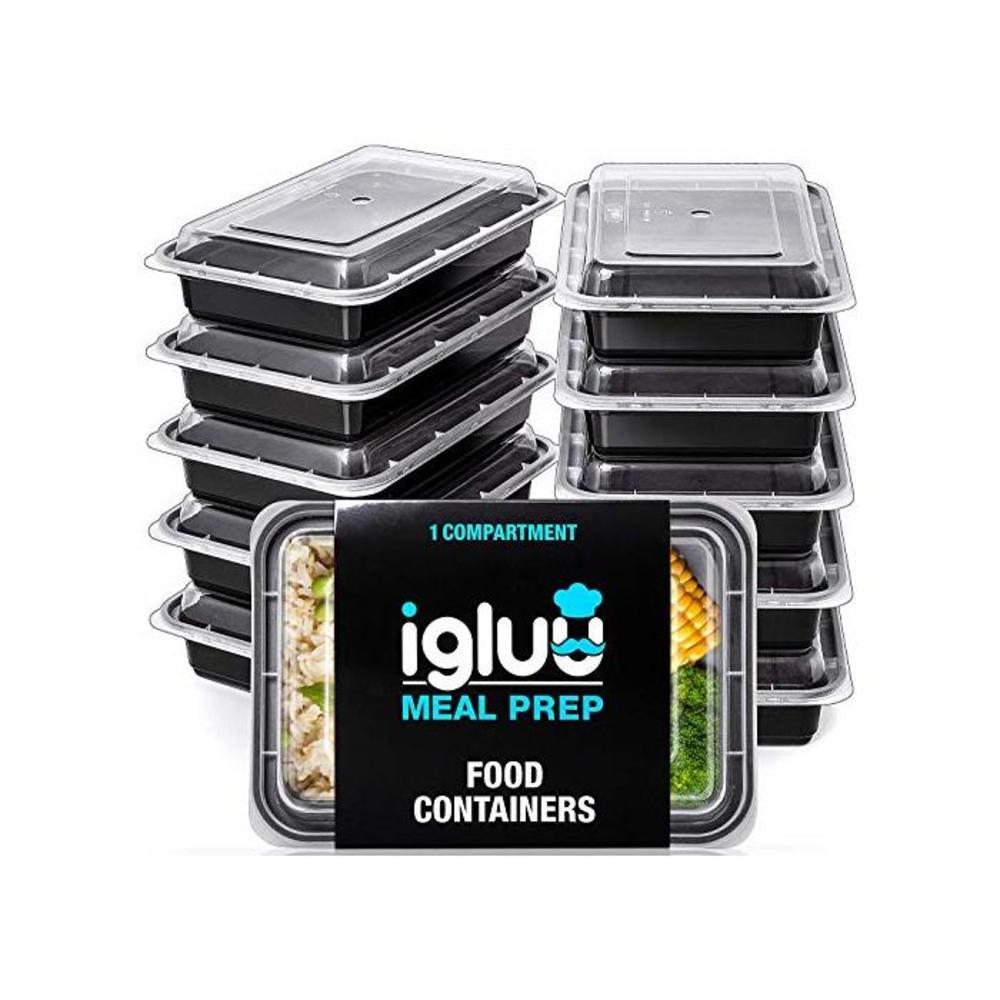 [10 Pack] 1 Compartment BPA Free Reusable Meal Prep Containers - Plastic Food Storage Trays with Airtight Lids - Microwavable, Freezer and Dishwasher Safe - Stackable Bento Lunch B B073N49WSY
