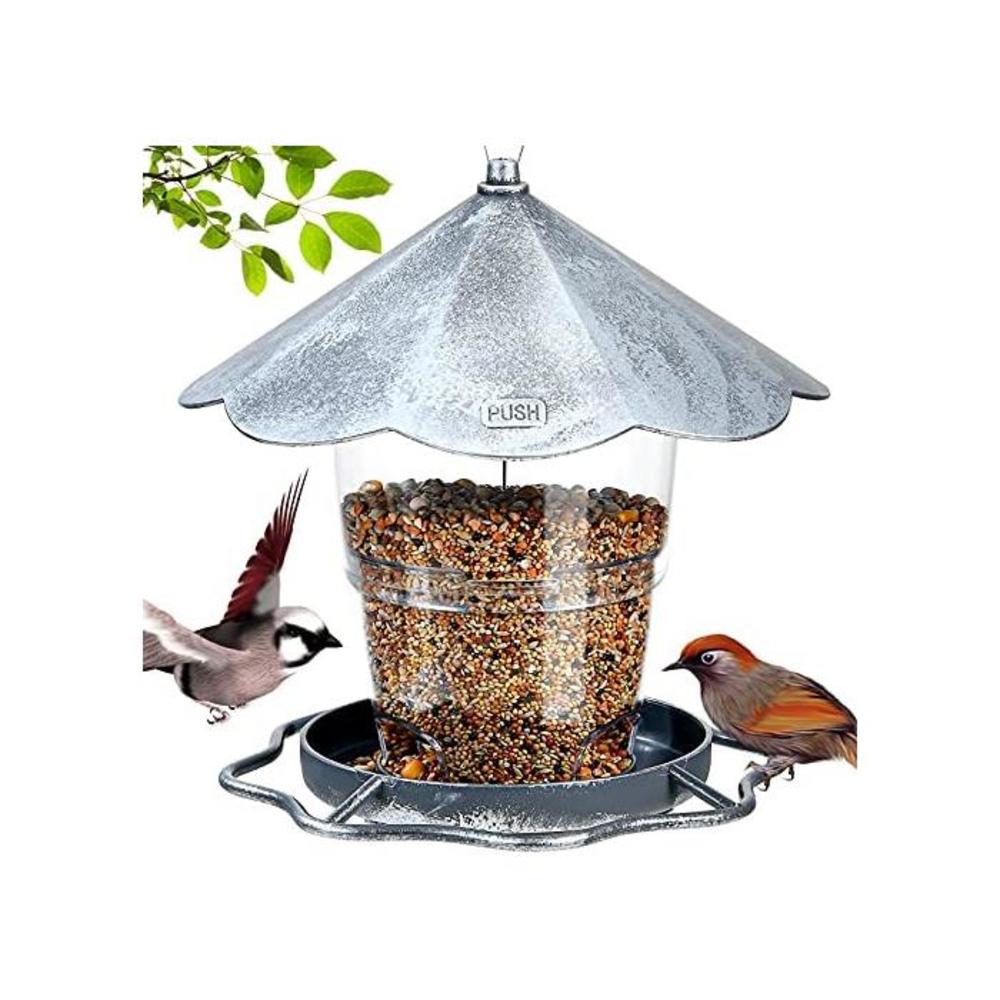 Hanizi Bird Feeders for Outside, Bird Feeder, Wild Bird Seed for Outside Feeders, Squirrel Proof Birds Feeder and Garden Decoration Yard for Bird Watchers (Silver) B08HDF1JSG
