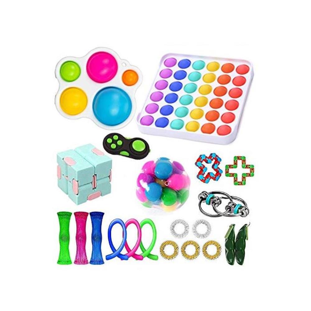 Fidget Toy Pack, Sensory Fidget Toys Set, Figetget Toys Pack Figit Toys Pack with Simple Dimple Anti-Anxiety Tools Fidgeting Game Kill Time (21pcs Rainbow) B08ZSYDC44