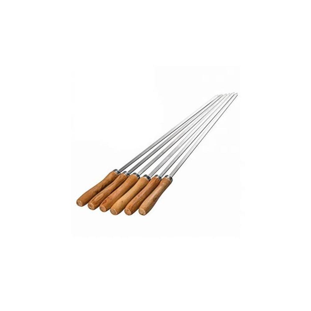 IMEEA 17” Flat Blade Barbecue Shish Kebab Skewers Stainless Steel with Wooden Handle, Set of 6 B07SK6Z2BK