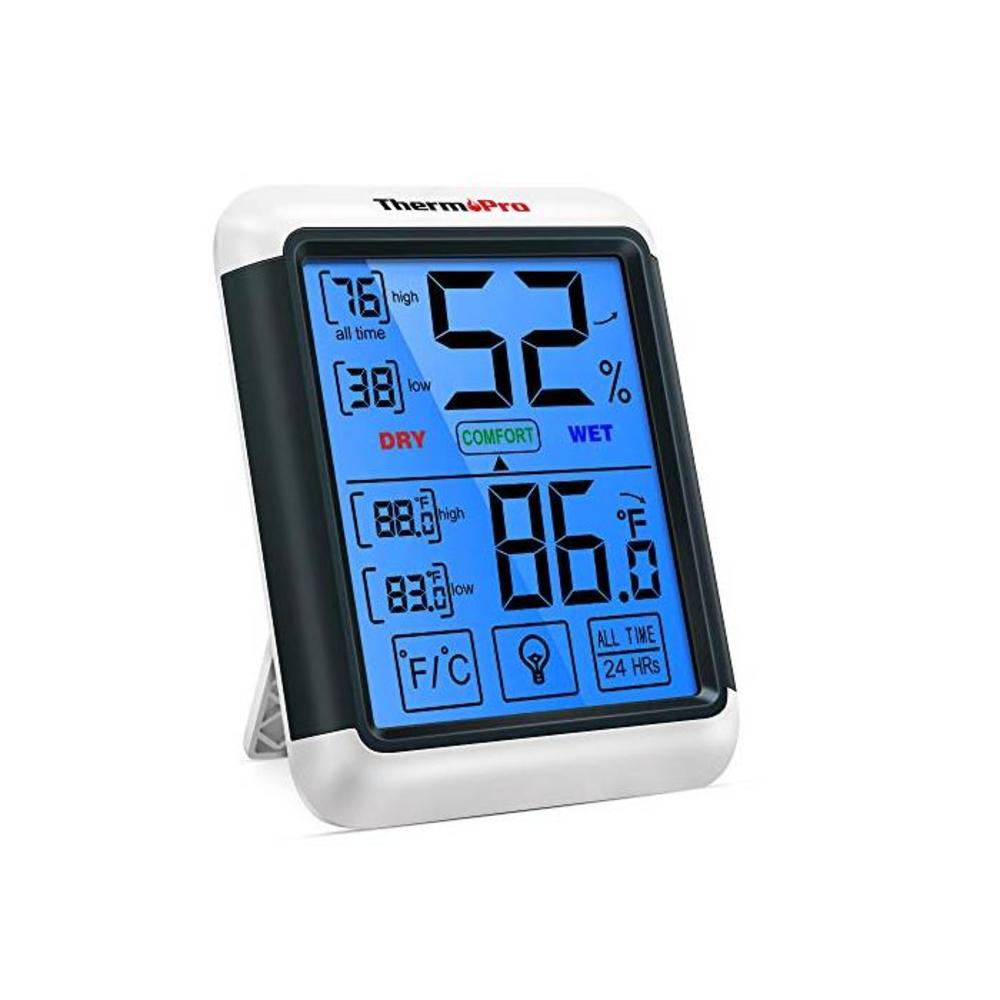 ThermoPro TP55 Digital Hygrometer Indoor Thermometer Humidity Gauge with Jumbo Touchscreen and Backlight Temperature Humidity Monitor B06XTPTG1J