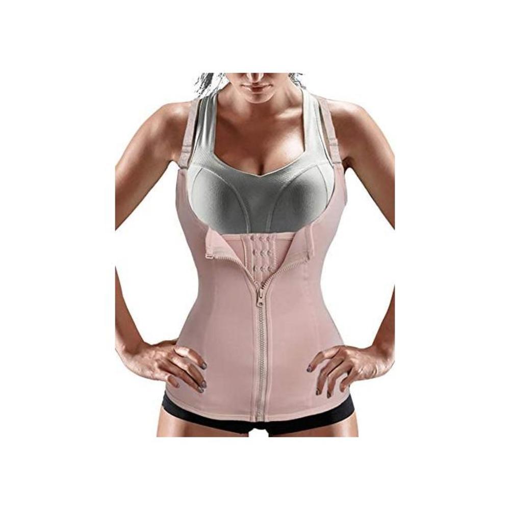 Junlan Women Waist Trainer Corset Zipper &amp; Hook Body Shaper Workout Tank Tops Shapewear B085XSDCR8