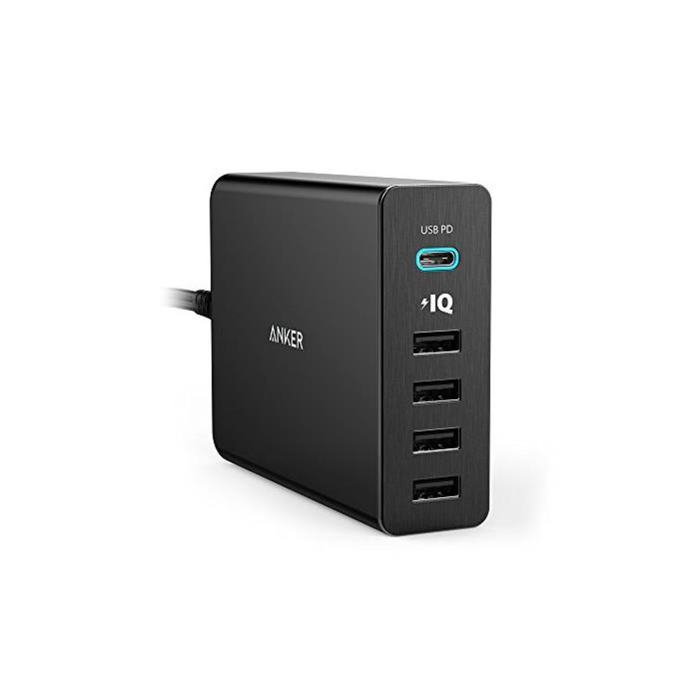 Anker USB Type-C, 5-Port 60W USB Wall Charger Powerport+ 5 USB-C with Power Delivery for Apple MacBook, Nexus 5X / 6P and Poweriq for iPhone, iPad, Samsung &amp; More B01D8C6ULO