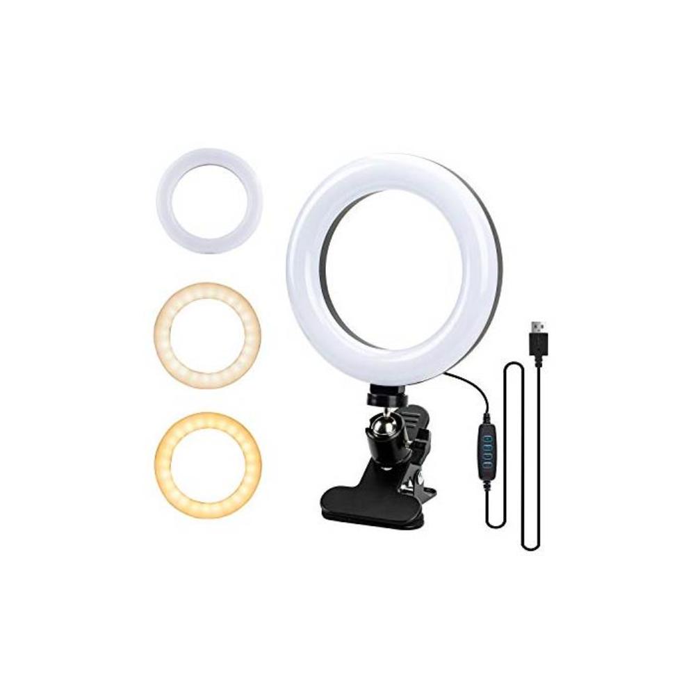 Ring Light, SOFER 6.3 Selfie Ring Light with Clamp Mount for Laptop, Desk, Bed, Office, Makeup, YouTube, Video, Live Steam &amp; Broadcast, Led Ring Light with 3 Dimmable Color &amp; 11 Br B08VRGG7NV