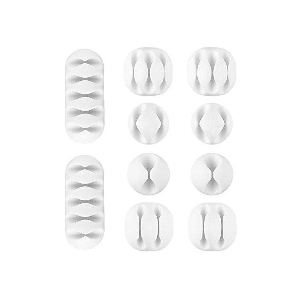White Cable Tidy Clips, U-horizon 10 Pack Long Lasting Cable Drop Organizer, Cord Management System, Desktop Wire Holder, Hider for Computer or Mouse Cord, Home Office, White B07DKZYKNG