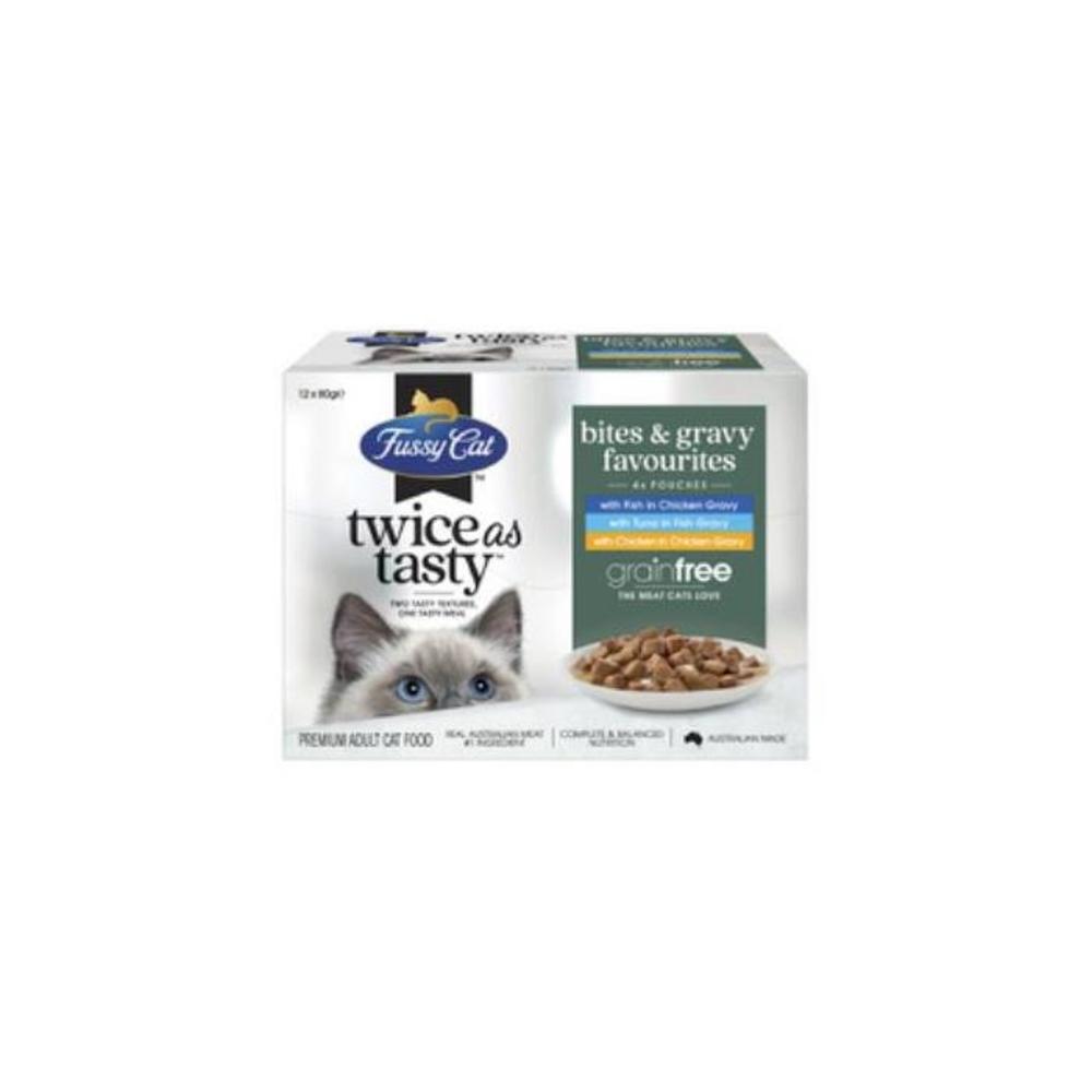 Fussy Cat Grain Free Twice as Tasty Adult Wet Cat Food Gravy Favourites 12x80gm 12 pack 4201988P