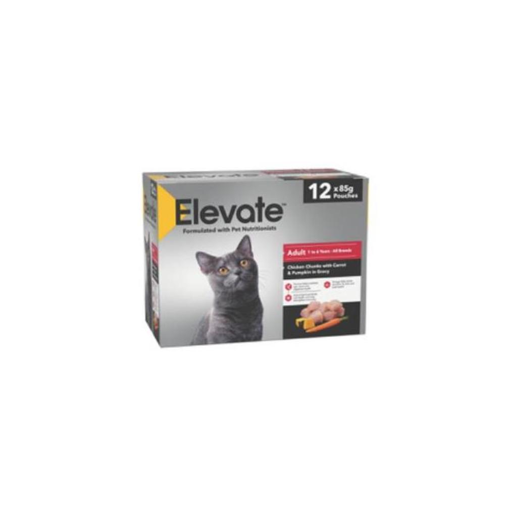 Elevate Adult Cat Chicken Chunks With Carrot &amp; Pumpkin In Gravy 12X85g 12 pack 3956148P