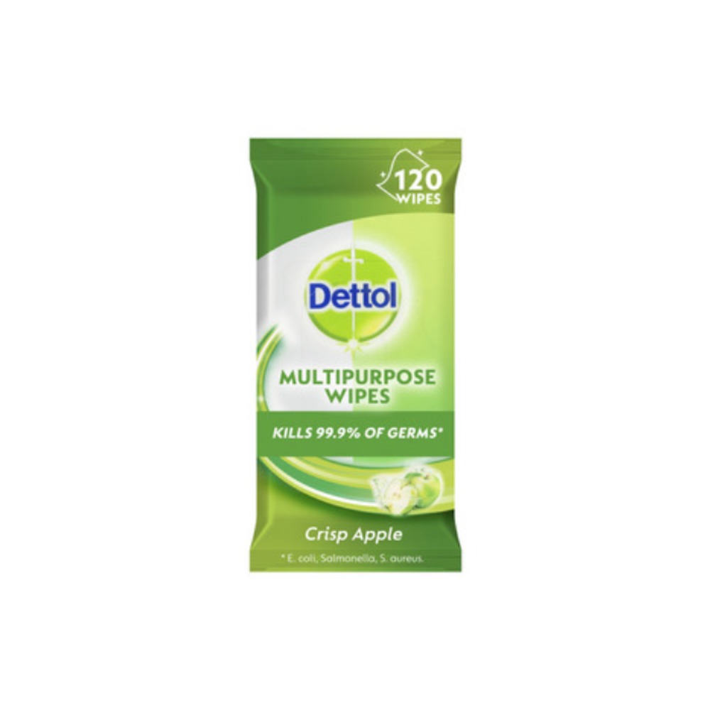 데톨 멀티퍼포스 안티박테리얼 디스인펙턴트 서페이스 클리닝 120 와입스 크리스프 애플 1 팩, Dettol Multipurpose Antibacterial Disinfectant Surface Cleaning 120 Wipes Crisp Apple 1 pack