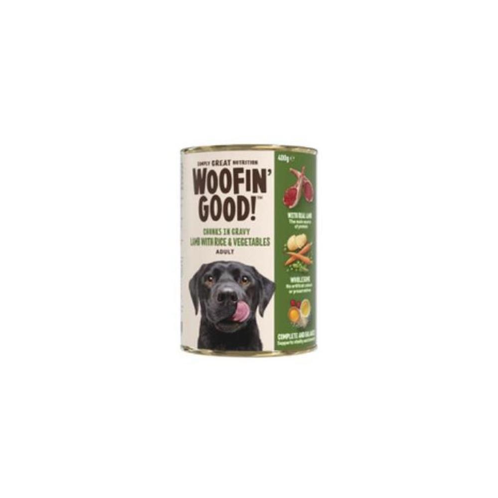 Woofin Good Chunks In Gravy Lamb Rice &amp; Veg Dog Food 400g 3699839P