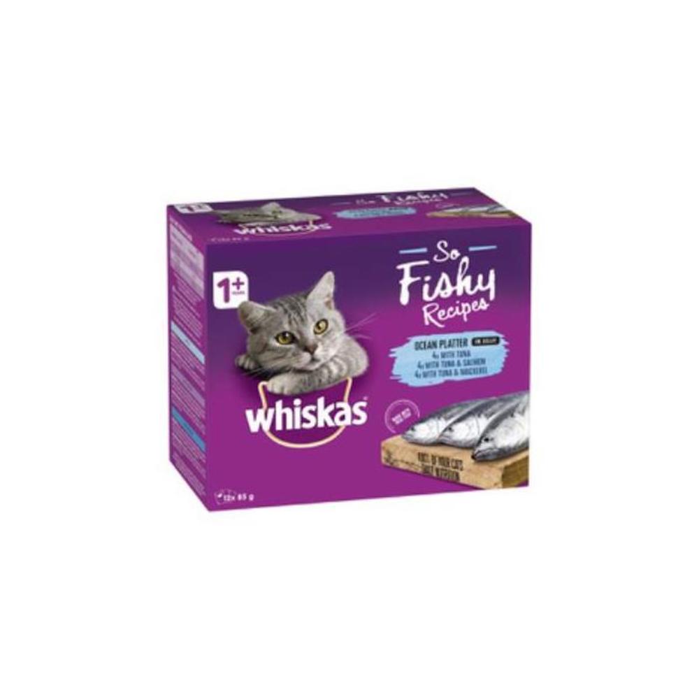 Whiskas 1+ Years So Fishy Recipe Ocean Platter In Jelly Cat Food 85g 12 pack 3767076P