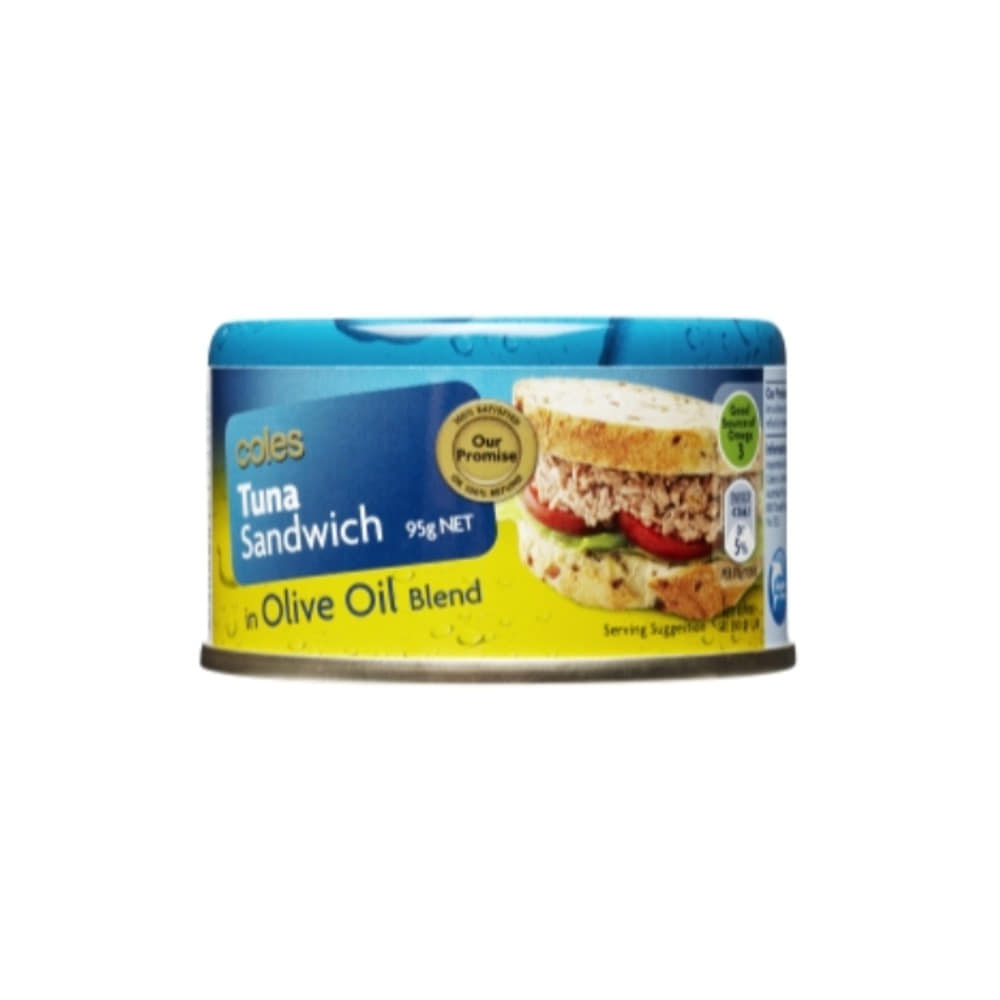 콜스 샌드위치 튜나 인 올리브 오일 블랜드 95g, Coles Sandwich Tuna in Olive Oil Blend 95g
