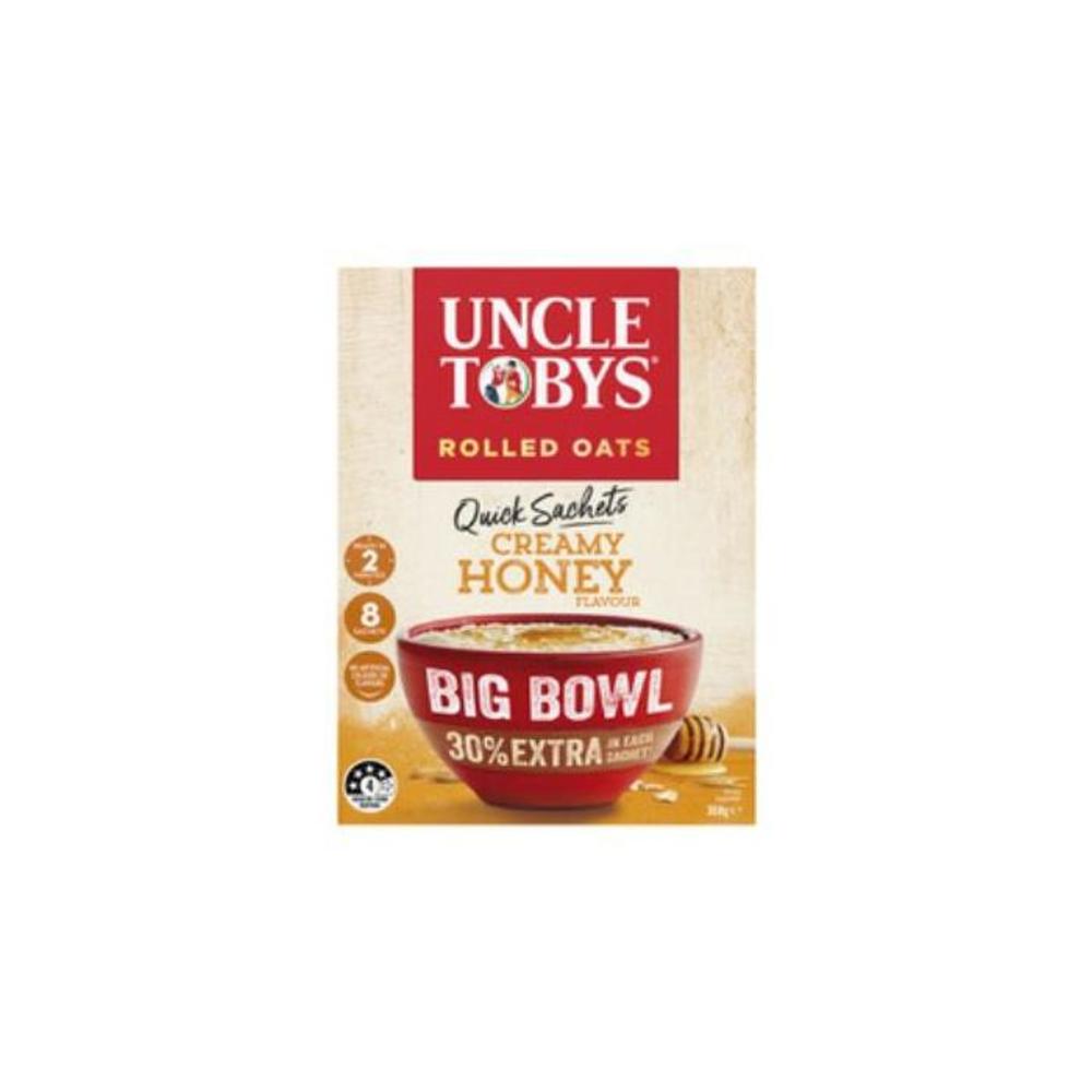 Uncle Tobys Oats Quick Sachets Breakfast Cereal Creamy Honey Big Bowl 368g