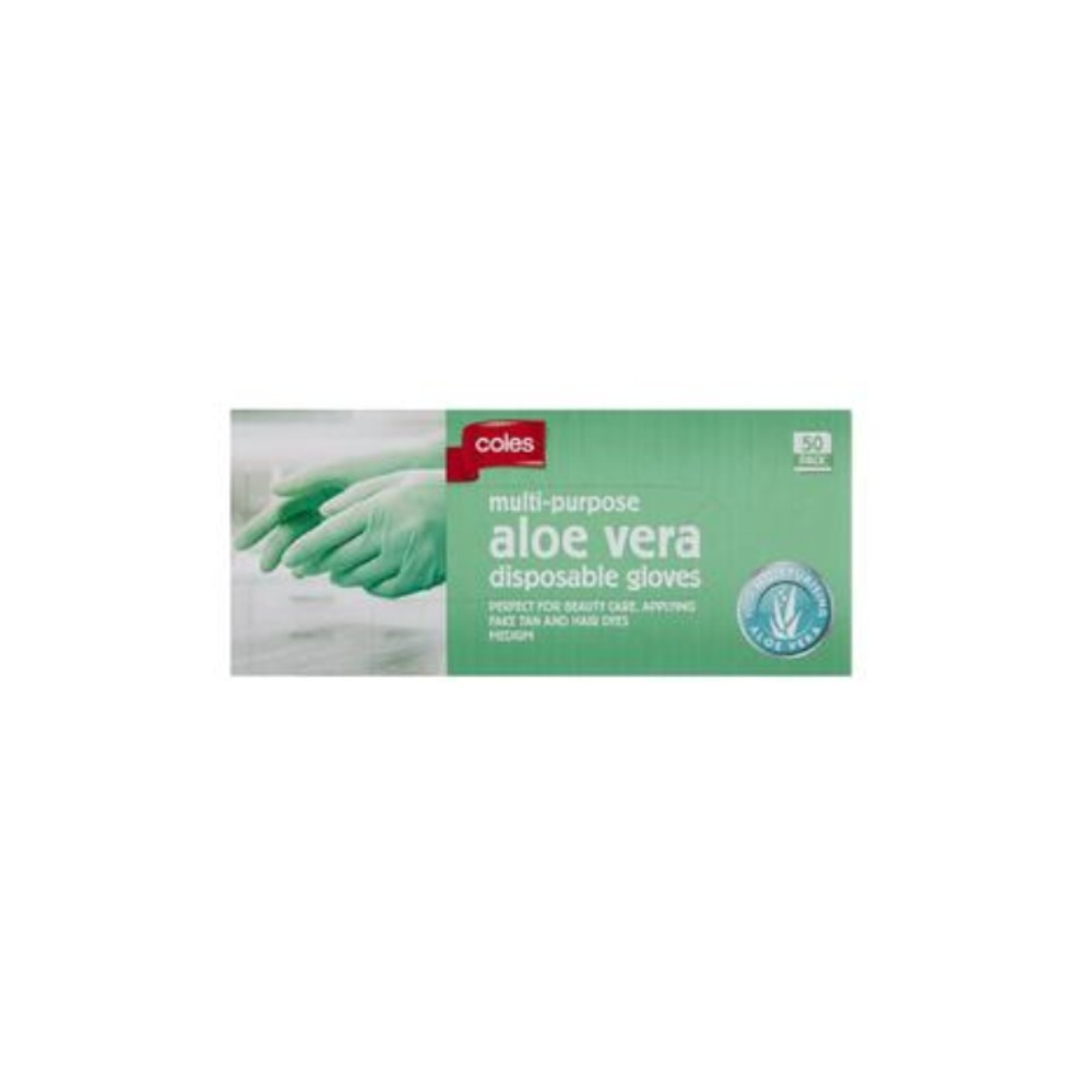 콜스 알로에 베라 멀티-퍼포스 50 디스포저블 글러브스 1 팩, Coles Aloe Vera Multi-Purpose 50 Disposable Gloves 1 pack