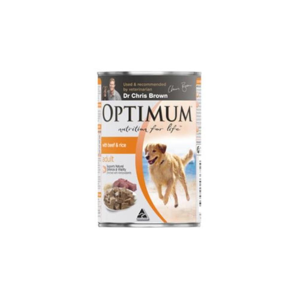 Optimum Beef &amp; Rice Wet Dog Food Can Adult 400g 2488612P
