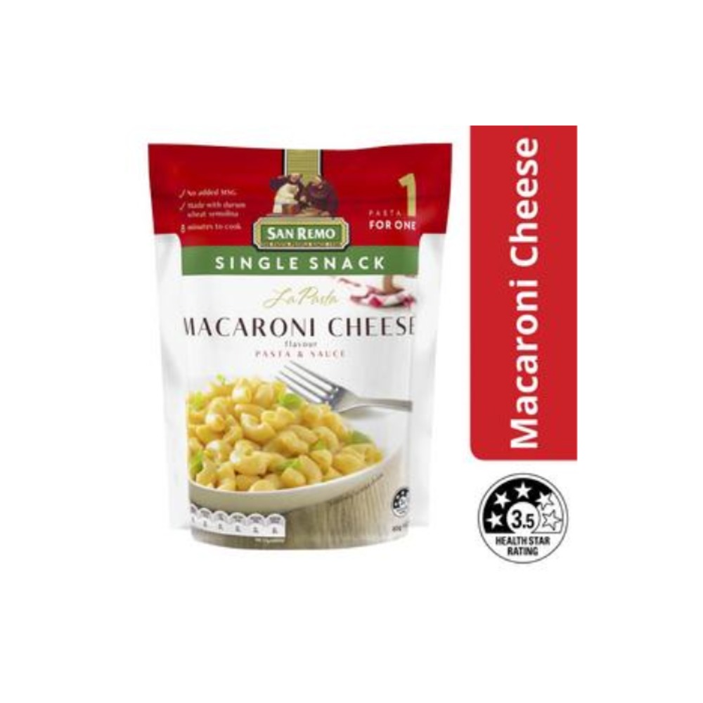 산 리모 싱글 스낵 마카로니 치즈 파스타 &amp; 소스 80g, San Remo Single Snack Macaroni Cheese Pasta &amp; Sauce 80g