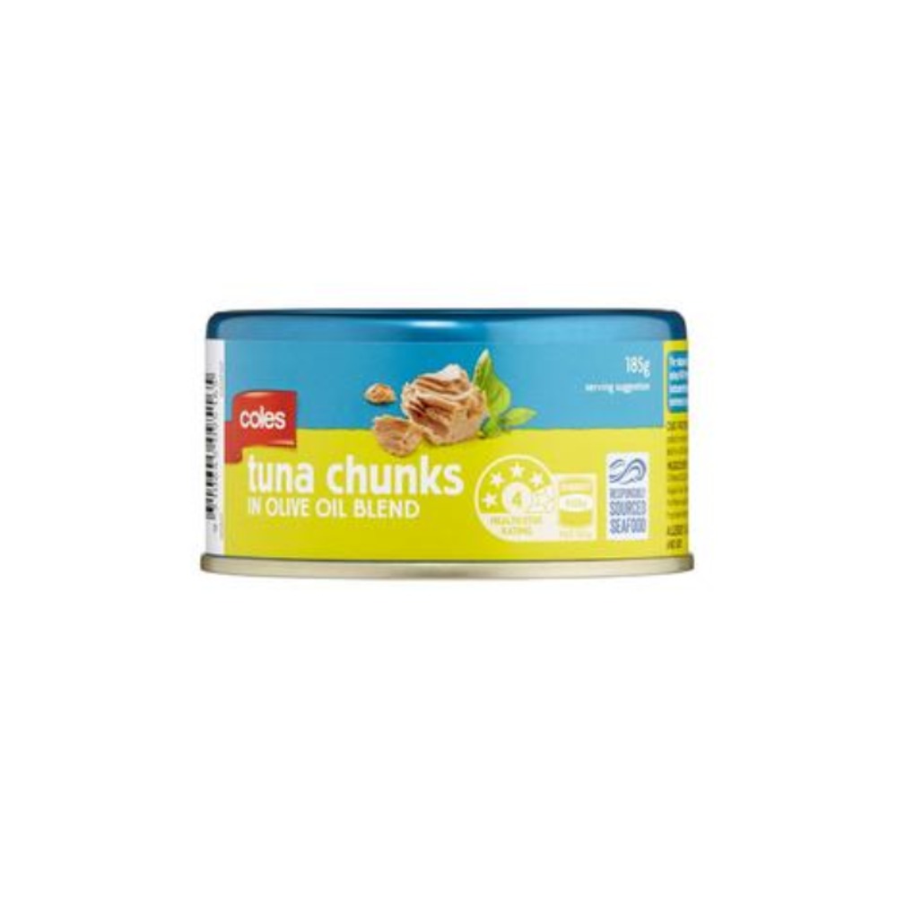 콜스 튜나 청크 인 올리브 오일 블랜드 185g, Coles Tuna Chunks in Olive Oil Blend 185g