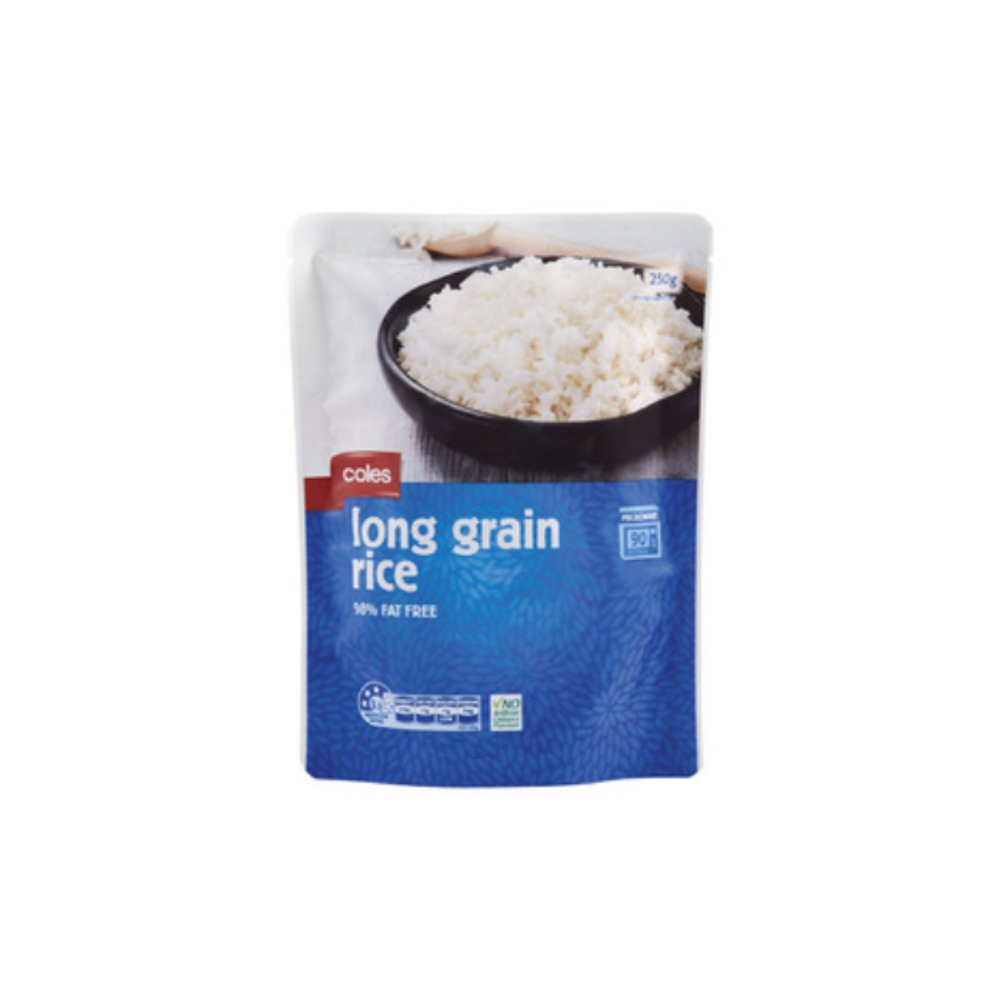 콜스 롱 그레인 화이트 마이크로웨이브 라이드 250g, Coles Long Grain White Microwave Rice 250g