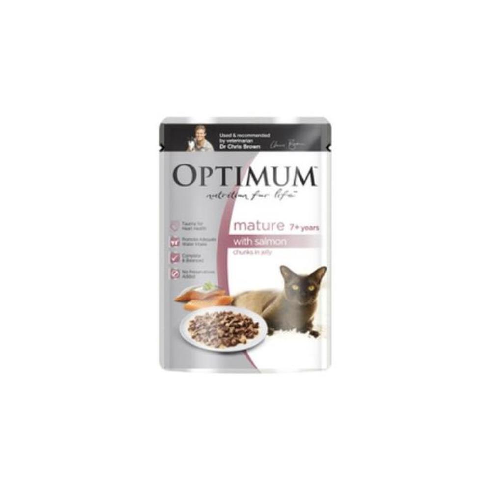 Optimum Mature 7+ Years Chunks In Jelly With Salmon Cat Food Pouch 85g 3759384P