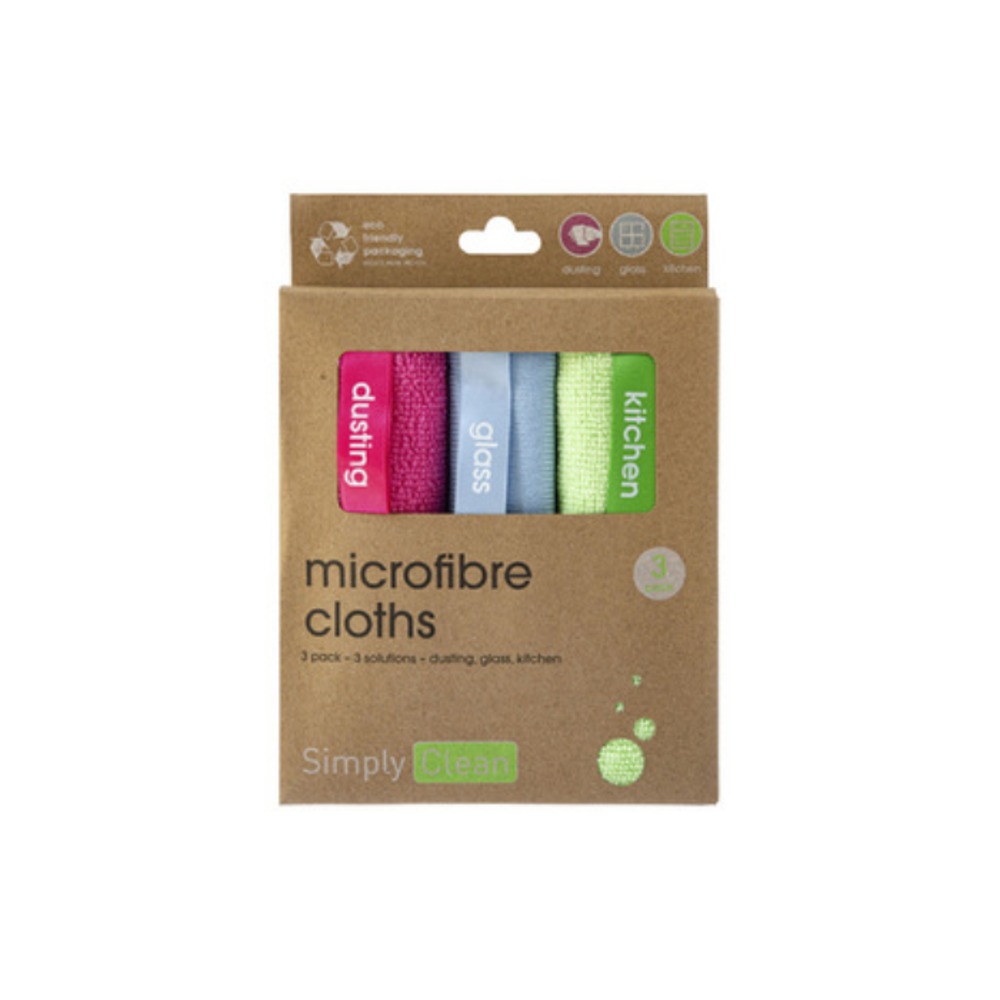 심플리 클린 레이블드 마이크로파이버 클로즈 3 팩, Simply Clean Labelled Microfibre Cloths 3 pack