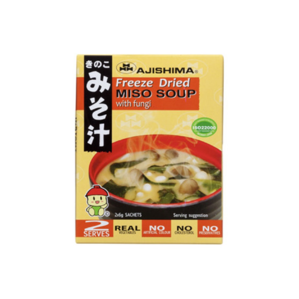 아지시마 프리즈 드라이드 미소 수프 위드 펑기 12g, Ajishima Freeze Dried Miso Soup With Fungi 12g