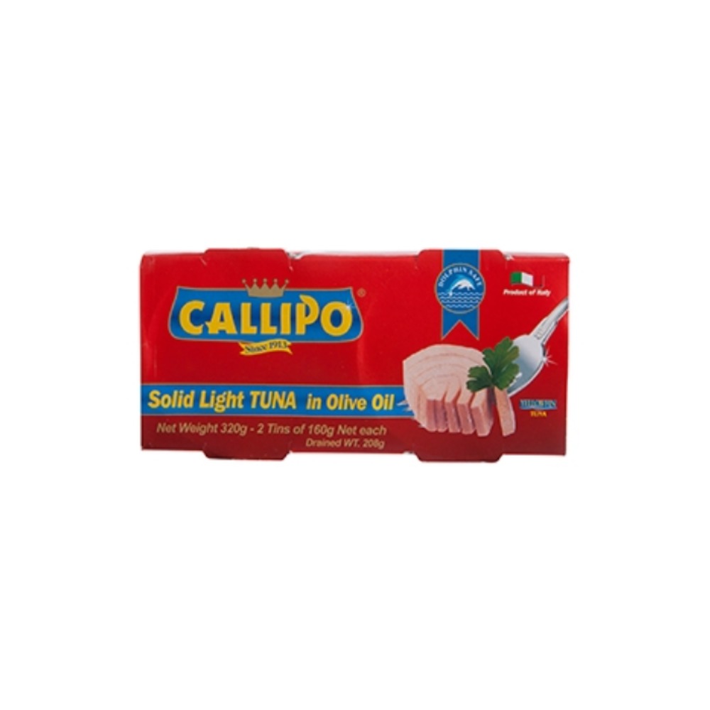 칼리포 솔리드 라이트 튜나 인 올리브 오일 2 팩 320g, Callipo Solid Light Tuna In Olive Oil 2 Pack 320g