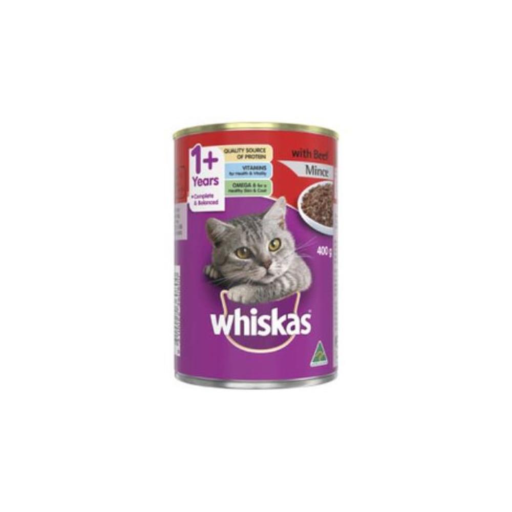 Whiskas 1+ Years Wet Cat Food With Beef Mince Can 400g 6708710P