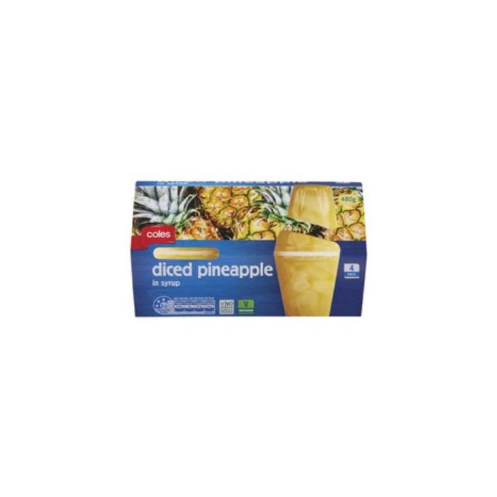 Coles Pineapple in Syrup Fruit Cups 4 Pack 480g