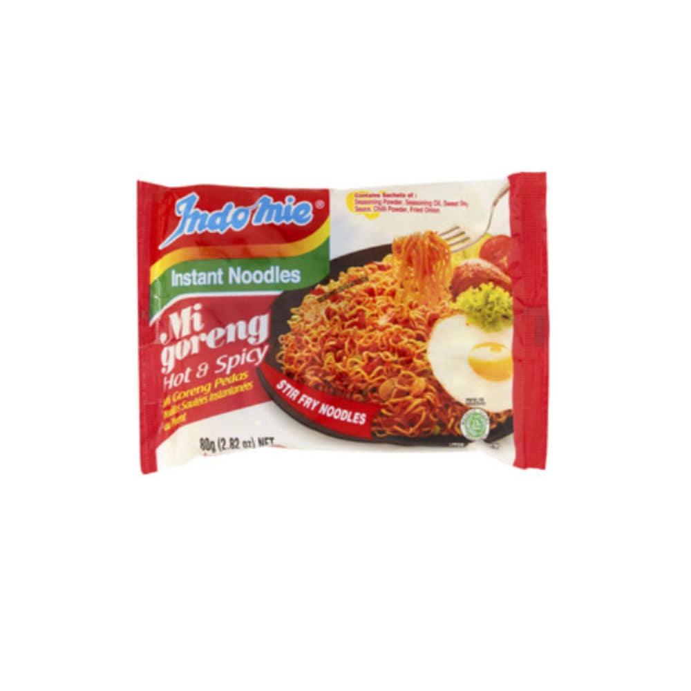 인도미 미 고렝 핫 &amp; 스파이시 인스턴트 누들스 80g, Indomie Mi Goreng Hot &amp; Spicy Instant Noodles 80g