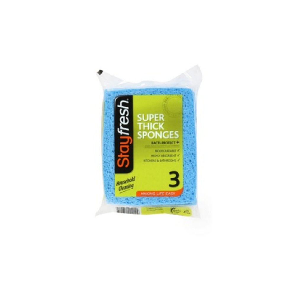 스테이 프레쉬 안티 박테리얼 띡 스펀지 3 팩, Stay Fresh Anti Bacterial Thick Sponge 3 pack