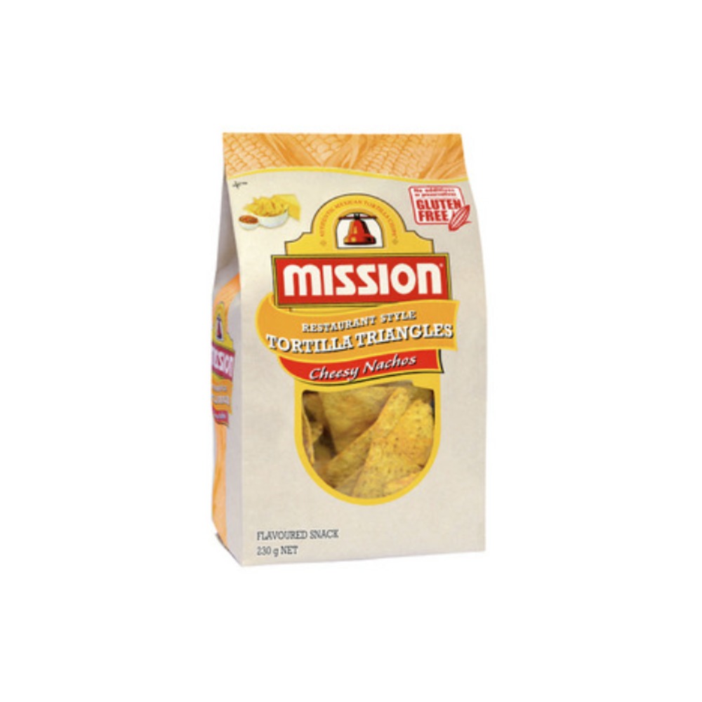 미션 치지 나초스 또띠아 트라이앵글스 콘 칩 230g, Mission Cheesy Nachos Tortilla Triangles Corn Chips 230g