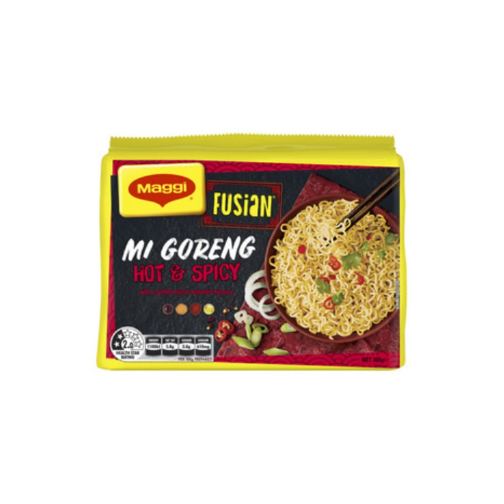 맥GI 2 미닛 누들스 퓨젼 미 고렝 핫 &amp; 스파이시 5 팩 365g, Maggi 2 Minute Noodles Fusian Mi Goreng Hot &amp; Spicy 5 Pack 365g