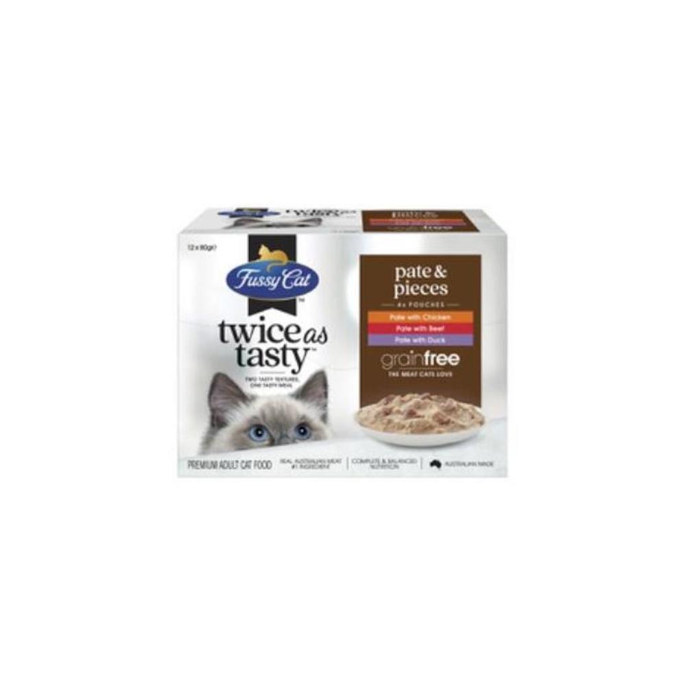 Fussy Cat Grain Free Twice as Tasty Adult Wet Cat Food Pate &amp; Pieces 12x80gm 12 pack 4201966P