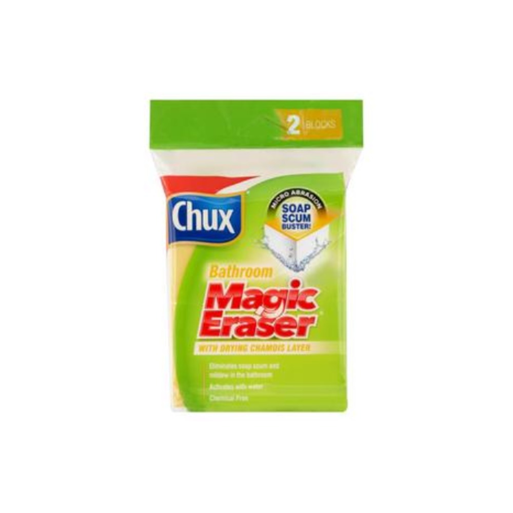 축스 매직 이레이져 바스룸 클리너 블록 2 팩, Chux Magic Eraser Bathroom Cleaner Block 2 pack
