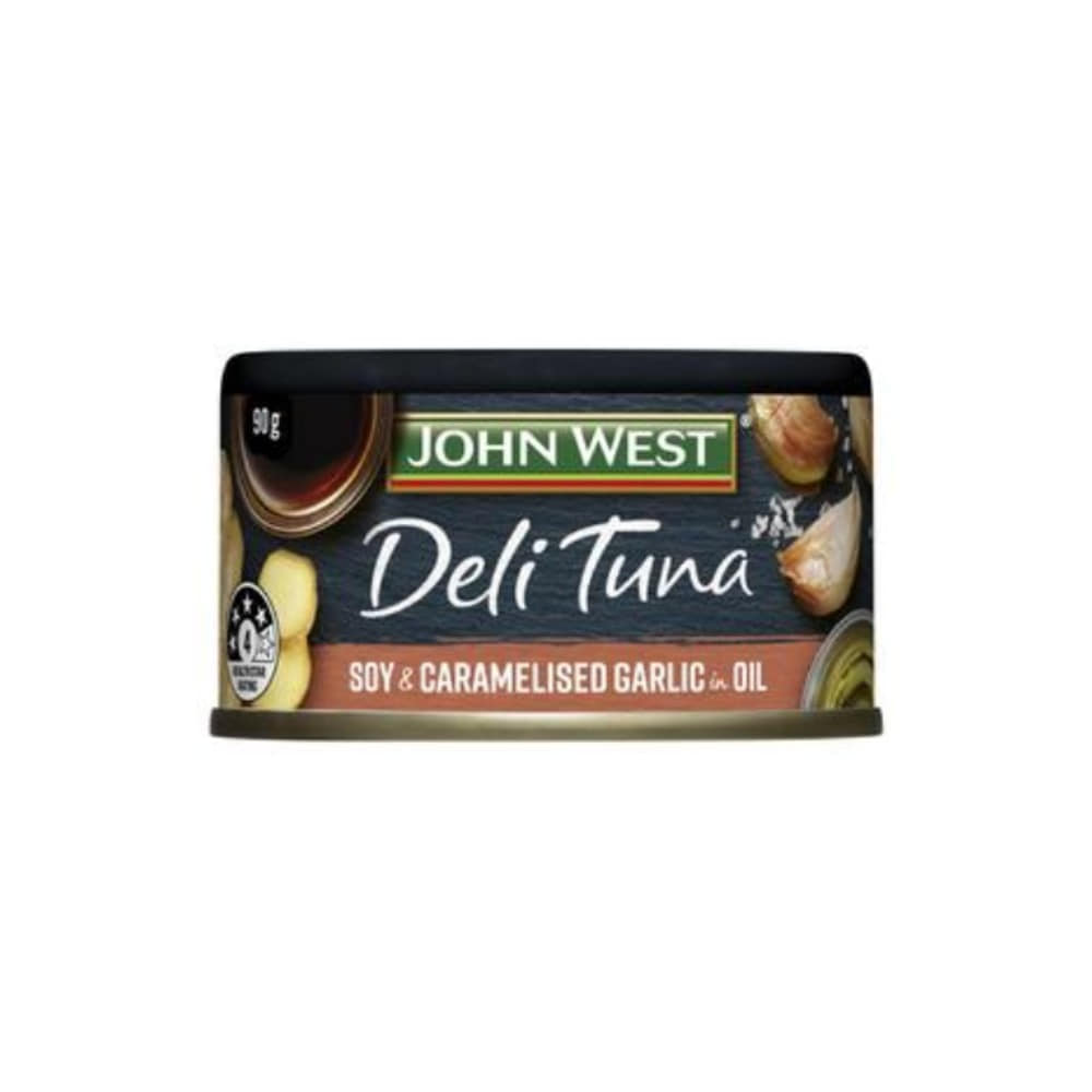 존 웨스트 소이 &amp; 카라멜라이즈드 갈릭 인 오일 델리 튜나 90g, John West Soy &amp; Caramelised Garlic In Oil Deli Tuna 90g