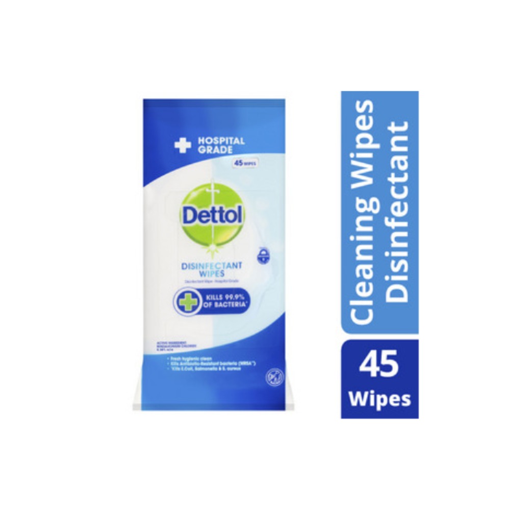 데톨 안티박테리얼 디스인펙턴트 서페이스 클리닝 45 와입스 1 팩, Dettol Antibacterial Disinfectant Surface Cleaning 45 Wipes 1 pack