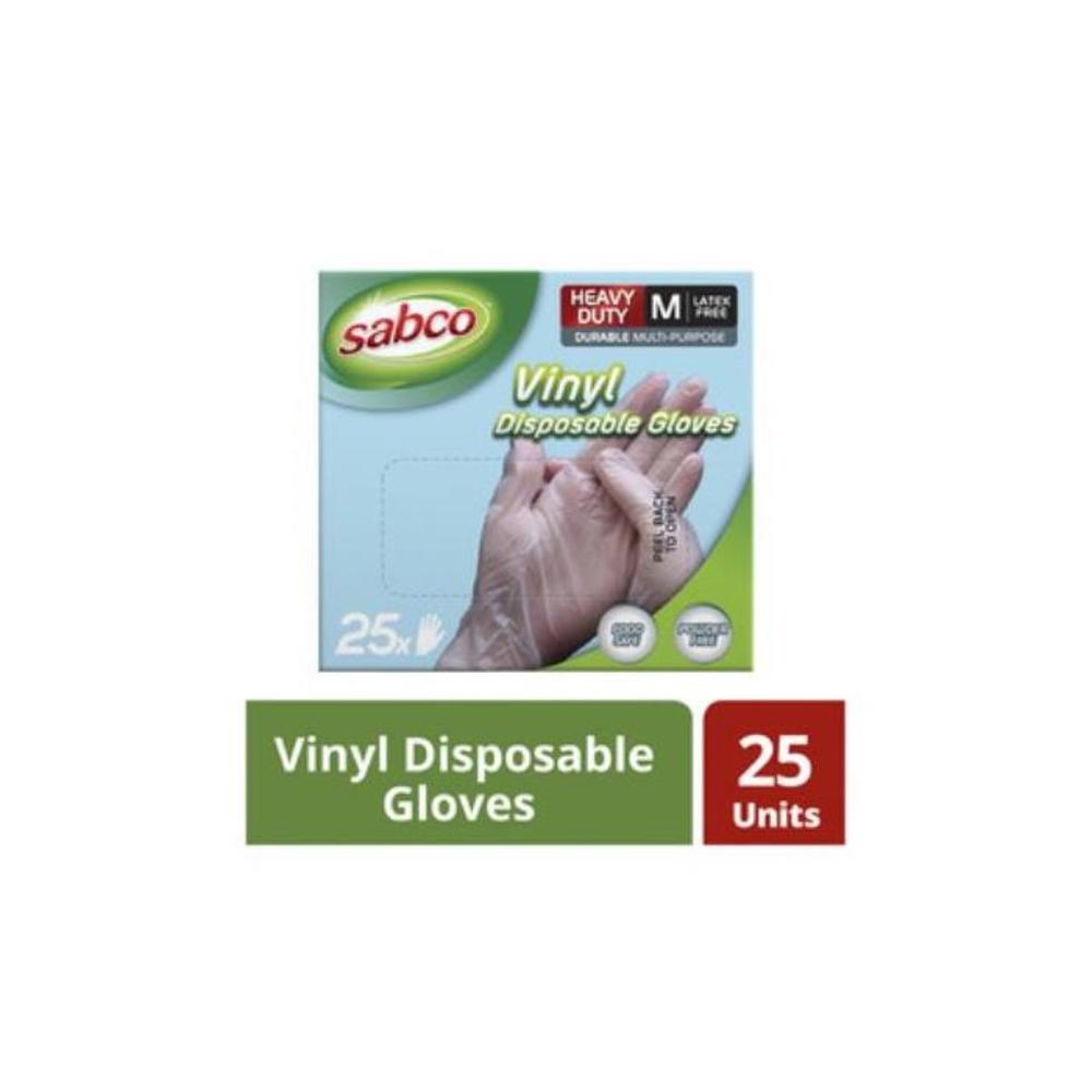 Sabco Vinyl Disposable Gloves Medium 25 pack
