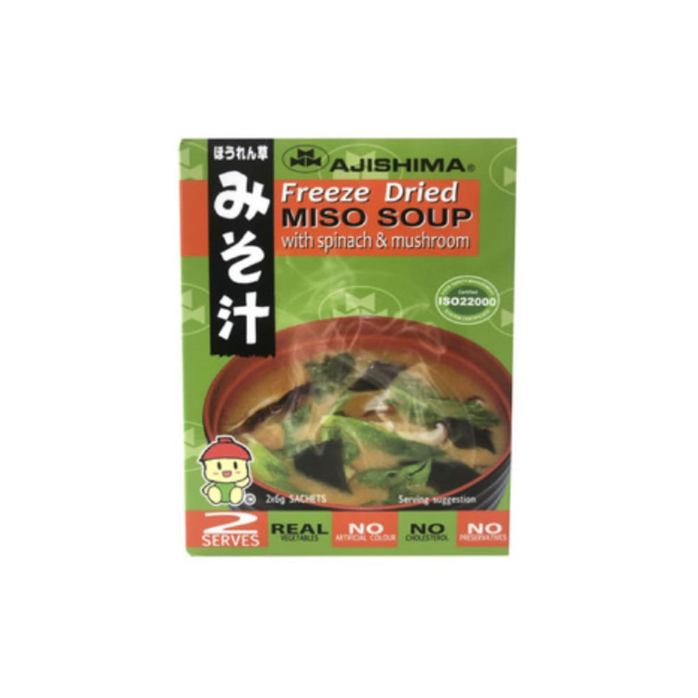 아지시마 인스턴트 미소 수프 스피니치 &amp; 머쉬룸 12g, Ajishima Instant Miso Soup Spinach &amp; Mushroom 12g