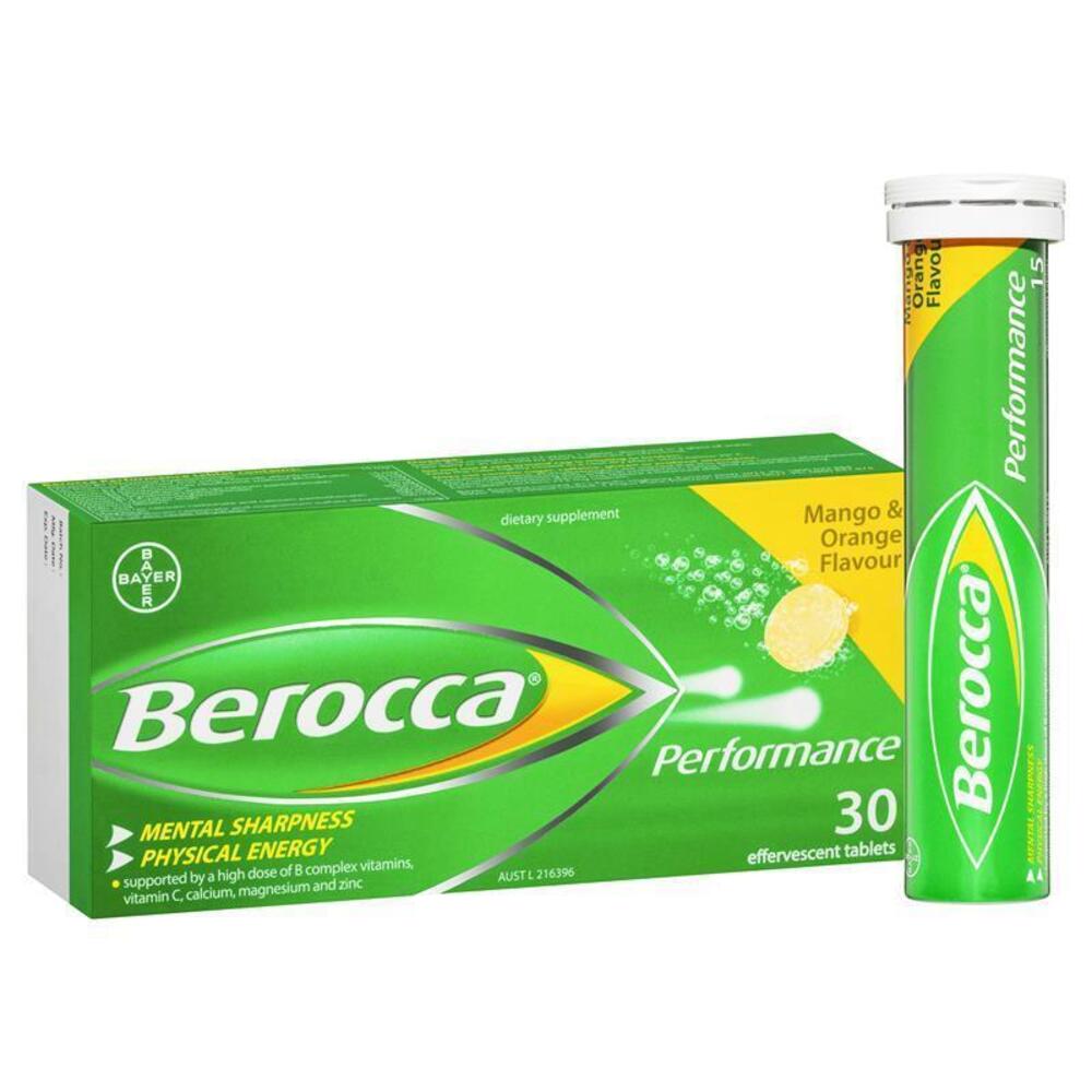 베로카 에너지 비타민 망고 and 오렌지 기포성 개 30 팩 Berocca Energy Vitamin Mango and Orange Effervescent Tablet 30 Pack